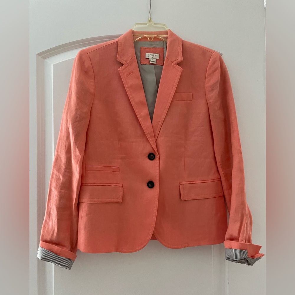 Vintage J.Crew Vibrant Coral Linen Blazer